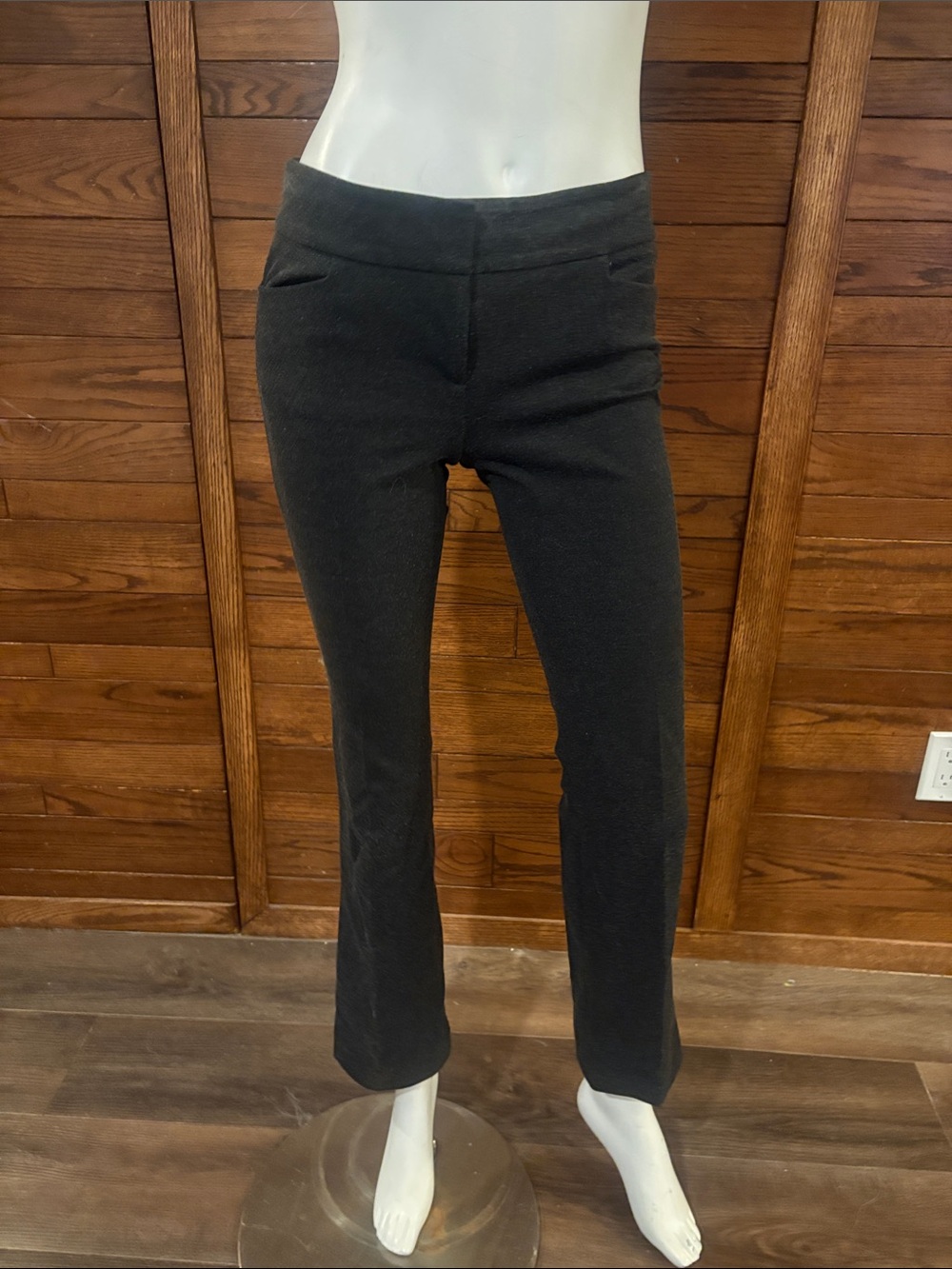 LOFT Black Slim Bootcut Pants with Front Slits